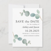 Save The Date Aquarelle Eucalyptus Mariage Enregistrer la date (Devant)