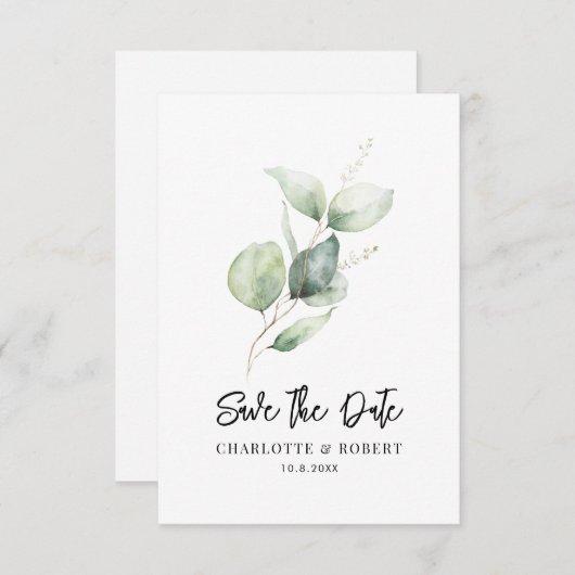 Save The Date Aquarelle Eucalyptus Mariage Enregistrer la date (Devant / Derrière)