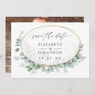 Save The Date Aquarelle Eucalyptus Mariage géométrique