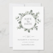 Save The Date Aquarelle Eucalyptus Mariage Photo Enregistrer la (Devant)