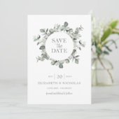 Save The Date Aquarelle Eucalyptus Mariage Photo Enregistrer la (Debout devant)