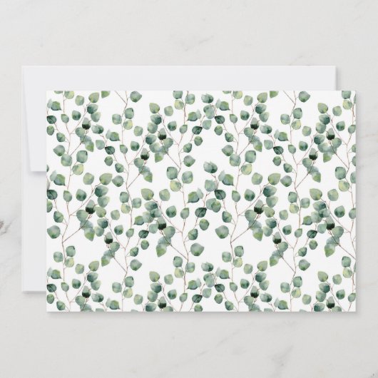 Save The Date Aquarelle Eucalyptus Motif feuille - Enregistrer l (Dos)
