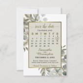 Save The Date Aquarelle Eucalyptus Pine Calendrier Taupe Mariage (Devant)