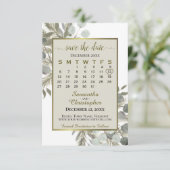 Save The Date Aquarelle Eucalyptus Pine Calendrier Taupe Mariage (Debout devant)