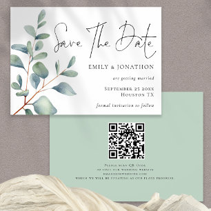 Save The Date Aquarelle Eucalyptus QR Code Script Enregistrer la
