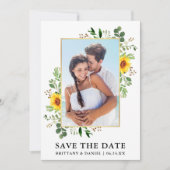 Save The Date Aquarelle Eucalyptus Tournesol Enregistrer la cart (Devant)