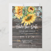 Save The Date Aquarelle Eucalyptus Tournesol Rustique (Devant)