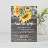 Save The Date Aquarelle Eucalyptus Tournesol Rustique (Debout devant)