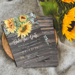 Save The Date Aquarelle Eucalyptus Tournesol Rustique