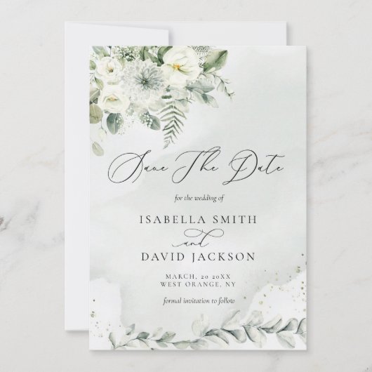 Save The Date Aquarelle Eucalyptus Verdure Feuillage Botanique (Devant)
