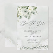 Save The Date Aquarelle Eucalyptus Verdure Feuillage Botanique (Devant / Derrière)