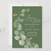 Save The Date Aquarelle Eucalyptus Verdure Or Accent Moderne (Devant)