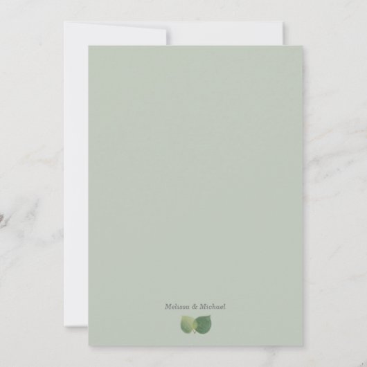 Save The Date Aquarelle Eucalyptus Verdure Or Accent Moderne (Dos)
