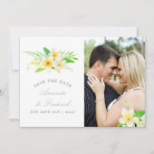 Save The Date Aquarelle exotique Frangipani Mariage Enregistrer  (Devant)