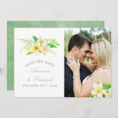 Save The Date Aquarelle exotique Frangipani Mariage Enregistrer  (Devant / Derrière)
