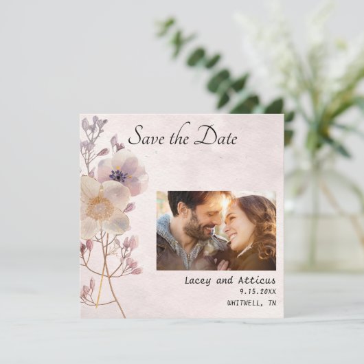 Save The Date Aquarelle Faye mariage floral Enregistrer les cart (Debout devant)
