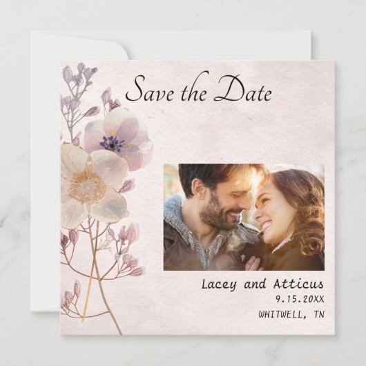 Save The Date Aquarelle Faye mariage floral Enregistrer les cart (Devant)
