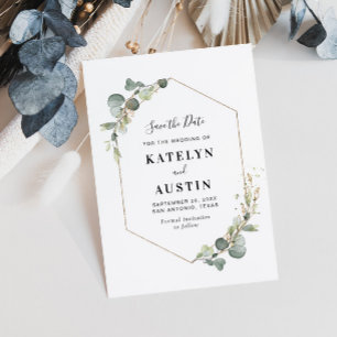 Save The Date aquarelle feuillage eucalyptus enregistrer la cart
