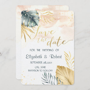 Save The Date Aquarelle Feuille Palm Enregistrer La Date