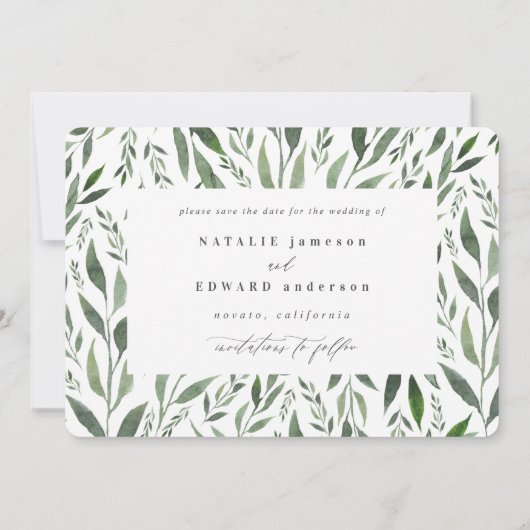 Save The Date aquarelle feuillu floral enregistrer la date (Dos)