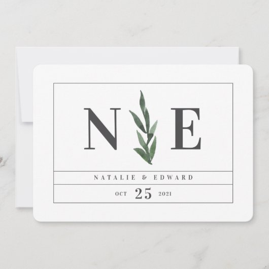 Save The Date aquarelle feuillu floral enregistrer la date (Devant)