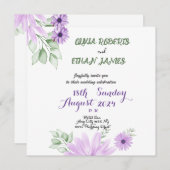 Save The Date Aquarelle Fleur de Violette Enregistrer la Date –  (Devant / Derrière)