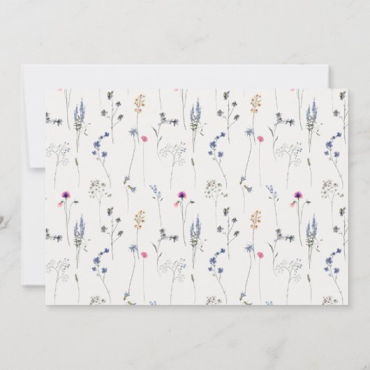 Save The Date Aquarelle Fleur sauvage bleu Monogramme Photo Cres (Dos)