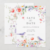 Save The Date Aquarelle fleur sauvage Botanique Printemps Mariag (Devant / Derrière)