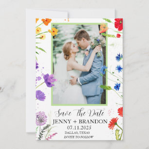 Save The Date Aquarelle fleur sauvage Elégante Photo Florale mod