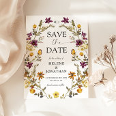 Save The Date Aquarelle fleur sauvage Moderne Mariage élégant