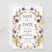 Save The Date Aquarelle fleur sauvage Moderne Mariage élégant (Devant)