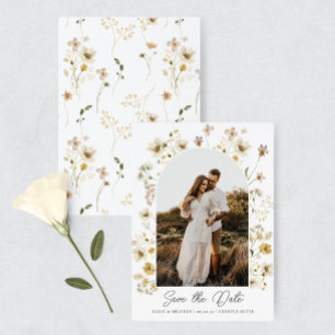 Save The Date Aquarelle Fleur sauvage Photo Mariage Enregistrer