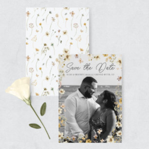 Save The Date Aquarelle Fleur sauvage Photo Mariage Enregistrer