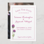 Save The Date Aquarelle Fleur sauvage rose florale Enregistrer l (Devant / Derrière)