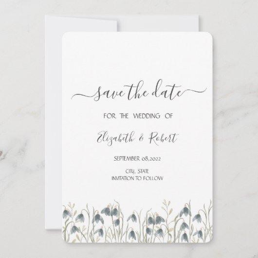 Save The Date Aquarelle Fleur sauvage Snowdrops Enregistrer La D (Devant)