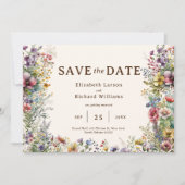 Save The Date Aquarelle fleurie Fleur sauvage couleur budget (Devant)