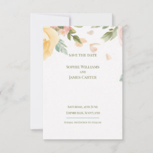 Save The Date Aquarelle Fleurie Rose Pêche Mariage Écossais