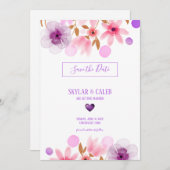 Save The Date Aquarelle Fleurs colorées (Devant / Derrière)