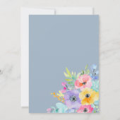 Save The Date Aquarelle Fleurs De Ressort Dusty Bleu Enregistrer (Dos)