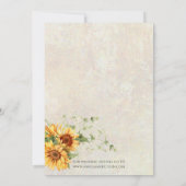 Save The Date Aquarelle Fleurs de soleil et vignes (Dos)