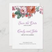 Save The Date Aquarelle Fleurs Et Bufs (Devant / Derrière)