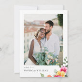 Save The Date Aquarelle Fleurs rose vif Photo Mariage (Dos)