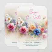 Save The Date Aquarelle Fleurs Script Enregistrer La Date (Devant / Derrière)