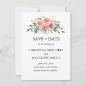 Save The Date Aquarelle Floral Blush Pink Wreath Enregistrer la (Devant)