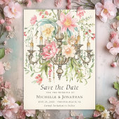 Save The Date Aquarelle Floral Chandelier Mariage photo