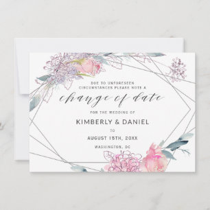 Save The Date Aquarelle Floral Géométrique Changement de Date de