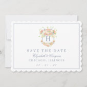 Save The Date Aquarelle Floral Jardin Mariage Crest (Devant)