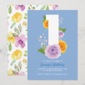 Save The Date Aquarelle Floral Joli Enfants 1er anniversaire (Devant / Derrière)