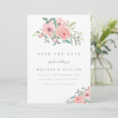 Save The Date Aquarelle Floral Mariage rose blanc (Debout devant)