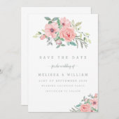 Save The Date Aquarelle Floral Mariage rose blanc (Devant / Derrière)